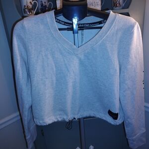 Calvin Klein Women's Heather Gray V-Neck Sweatshirt